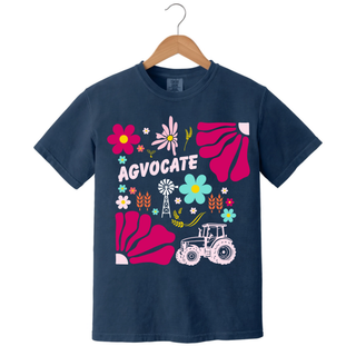 Agvocate Top true navy Comfort Colors t-shirt front view on hanger