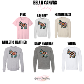 Aztec Show Donkey Top graphic tee and crewneck color options in pink, ash grey, and dust