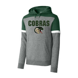 Basic Varsity Sleeve Cobras Drive Fleece Colorblock Hoodie (Forest Green/ Vintage Heather)