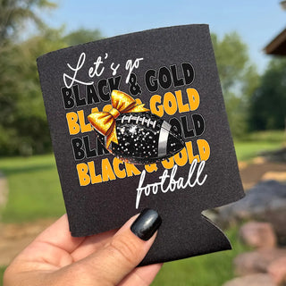 Let's Go Black and Gold Trojans Football Black Koozie