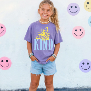 Violet youth Bee Kind Comfort Colors graphic tee