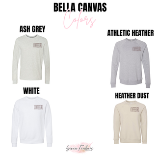 Bella Canvas color chart for Coffeegrl top in ash grey, athletic heather, white, and heather dust
