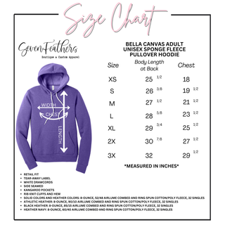 Bella Canvas adult hoodie size chart