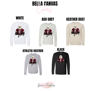 Bella Canvas chart for Silver Lake Eagles maroon jersey top in white, ash grey, heather dust, athletic heather, black
