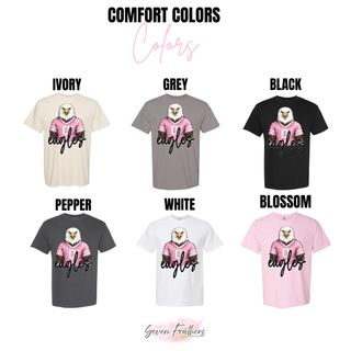 Bella Canvas chart for Silver Lake Eagles pink jersey top in white, ash grey, heather dust, athletic heather, black, pink
