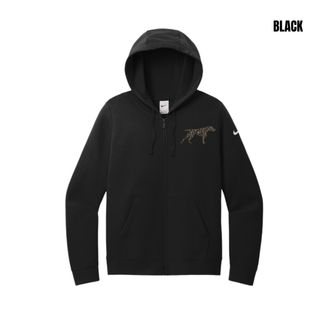 Black Birddogs Basketball women's full-zip hoodie with camo Birddog left chest artwork