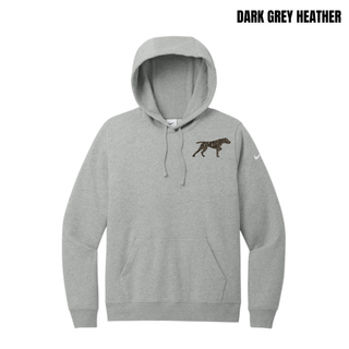 Dark Grey Heather Birddogs Basketball women's fleece pullover hoodie with camo Birddog left chest artwork