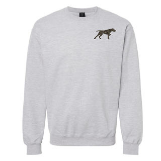 Birddogs Basketball Camo Birddog Top shown on a grey crewneck