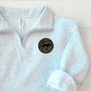 Birddogs Basketball Camo Circle Fleece Quarter-Zip shown in ash grey