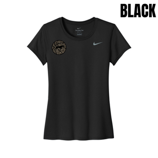 Birddogs Basketball Camo Circle women's performance tee in black with a right-chest Birddog graphic