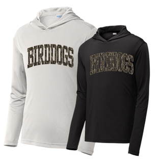 Birddogs Basketball Camo PosiCharge Competitor Hoodie in silver and black, lifestyle photo