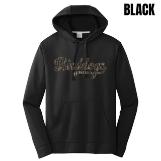 Black Birddogs Basketball performance fleece hoodie with camo script artwork