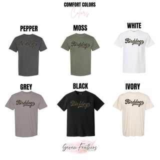 Comfort Colors garment options for the Birddogs Basketball Camo Script Top