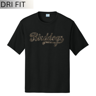 Jet Black Birddogs Basketball performance top with camo script artwork