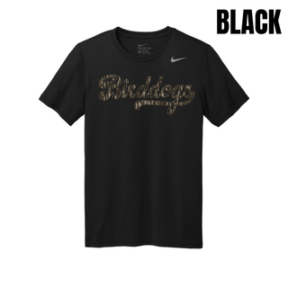 Black Birddogs Basketball Camo Script Men's Performance Tee with camo script lettering and basketball accent