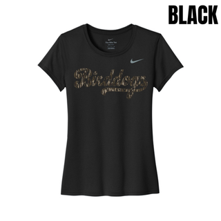 Black women's rLegend tee with camo Birddogs script artwork