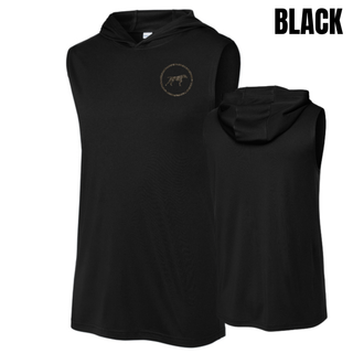 Birddogs Basketball Circle Icon Competitor Sleeveless Hoodie featuring a camo dog-in-circle icon on the chest