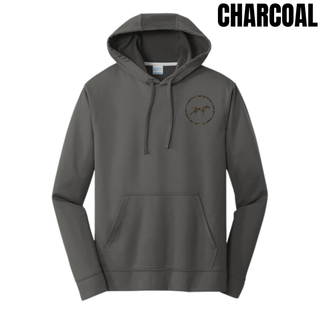 Birddogs Basketball Circle Icon Performance Fleece Hoodie featuring a camo dog-in-circle icon on the left chest