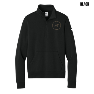 Birddogs Basketball Circle Icon Women's Club Fleece 1/2-Zip in Black, camo dog-in-circle icon on the left chest with embroidered Swoosh logo on the sleeve