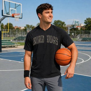 Birddogs Basketball Distressed Arch Half-Zip Short Sleeve Jacket - modeled photo
