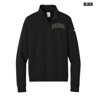 Birddogs Basketball Distressed Arch Women's Club Fleece 1/2-Zip in Black with arched camo BIRDDOGS lettering