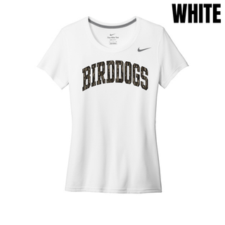 Birddogs Basketball Distressed Arch Women's rLegend Tee in White with camo arch BIRDDOGS lettering