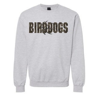 Birddogs Basketball Distressed Block Top in Grey, featuring camo BIRDDOGS block lettering with a basketball accent