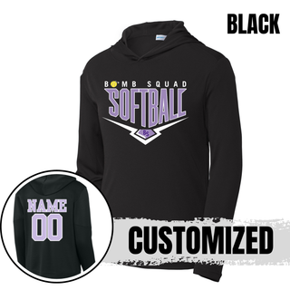 Bomb Squad Chevron Diamond Softball Logo PosiCharge Competitor Hoodie in Black with optional back name and number