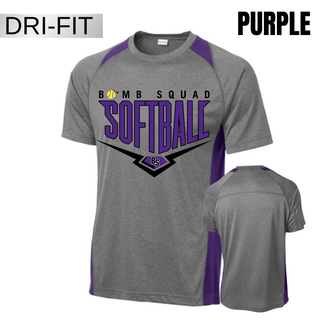 Bomb Squad Chevron Diamond softball logo Colorblock Contender top in Purple