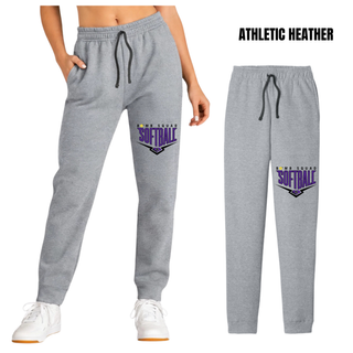 Bomb Squad Chevron Diamond softball logo core fleece joggers shown in athletic heather grey