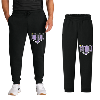 Bomb Squad Chevron Diamond softball logo core fleece joggers shown in black, alternate view