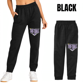 Bomb Squad Chevron Diamond softball logo core fleece joggers shown in black