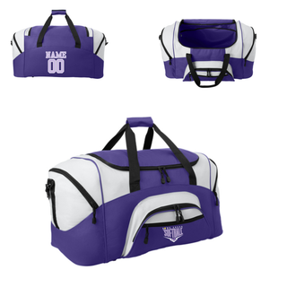 Bomb Squad Chevron Diamond softball logo duffel bag detail views showing personalization and interior