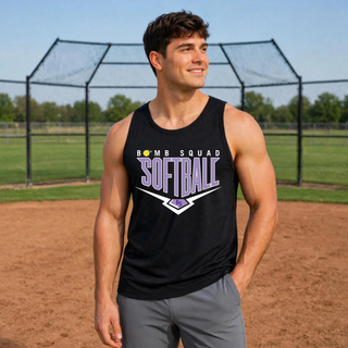 Bomb Squad Chevron Diamond softball logo Men's PosiCharge Competitor tank in Black