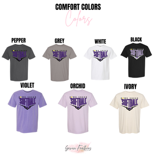 Comfort Colors color options for the Bomb Squad Chevron Diamond softball logo top