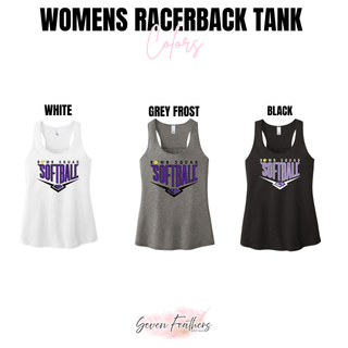 Bomb Squad Chevron Diamond Softball women's racerback tank color options in White, Grey Frost, and Black
