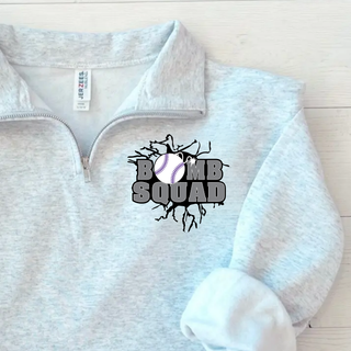 Bomb Squad Dark Grey Softball Logo Cadet quarter-zip pullover
