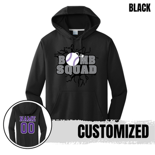 Bomb Squad Dark Grey Softball Logo performance fleece hoodie detail photo