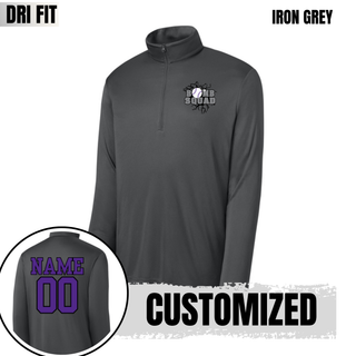 Bomb Squad Dark Grey Softball Logo PosiCharge quarter-zip with optional back name and number