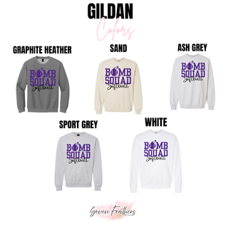 Bomb Squad Distressed Softball Logo Gildan color options