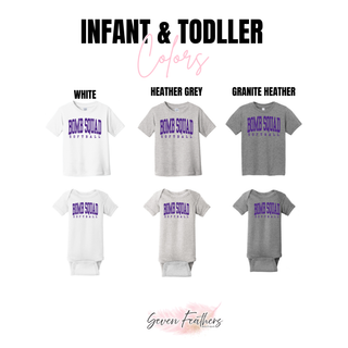 Bomb Squad distressed varsity softball infant and toddler color options in white and grey