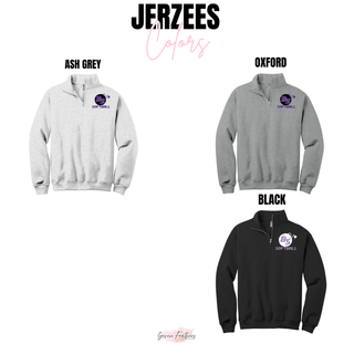 Alternate view of the Bomb Squad Fuse Softball Cadet Quarter-Zip Pullover with BS softball and fuse artwork