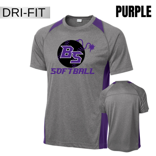 Bomb Squad Fuse Softball Colorblock Contender Top featuring the BS softball and fuse artwork