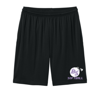 Bomb Squad Fuse Softball Cooling Performance Shorts featuring the BS softball and fuse artwork