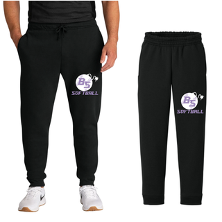 Additional view of the Bomb Squad Fuse Softball Core Fleece Joggers with BS softball and fuse artwork