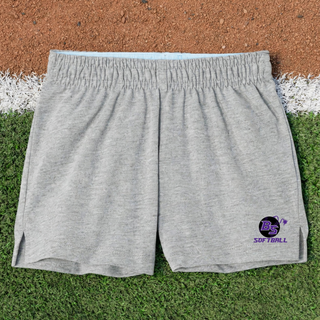 Alternate view of the Bomb Squad Fuse Softball Jersey Knit Squad Shorts with BS softball and fuse artwork