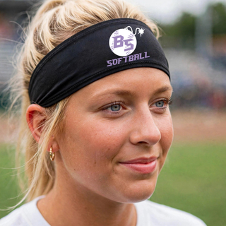 Bomb Squad Fuse Softball Performance Headband featuring the BS softball and fuse artwork