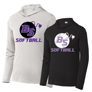 Bomb Squad Fuse Softball PosiCharge Competitor Hoodie featuring the BS softball and fuse artwork