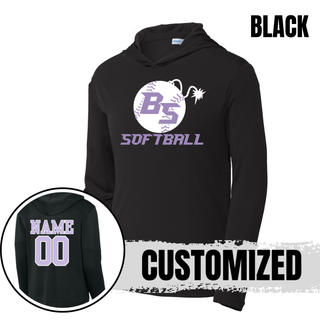 Additional view of the Bomb Squad Fuse Softball PosiCharge Competitor Hoodie with BS softball and fuse artwork