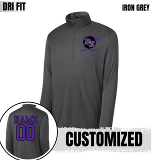 Additional view of the Bomb Squad Fuse Softball PosiCharge Quarter-Zip with BS softball and fuse artwork